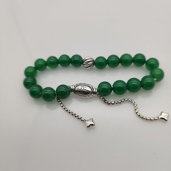 David Yurman Spiritual Bead Bracelet Sterling Silver with Green Onyx  and Silver - Picture 4 of 4